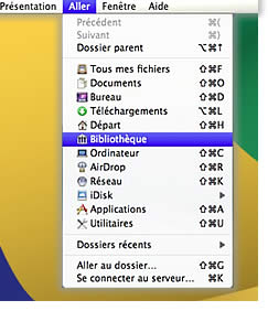 Le menu Bibliotheque du Mac