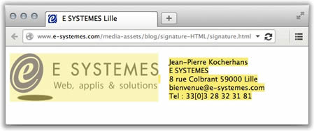 La signature HTML dans un navigateur Web