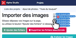 Importer des photos dans le projet Alpha Studio