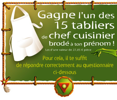 gagne l'un des 15 tabliers de chef cuisinier brodé à ton prénom