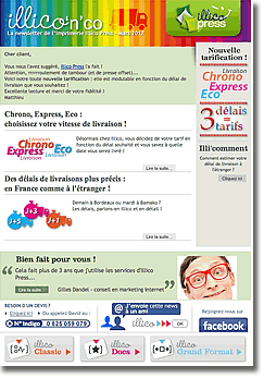 La newsletter de l'imprimeur annonce les nouveaux tarifs