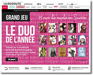 Mini site evenementiel sur le site suisse de la Redoute